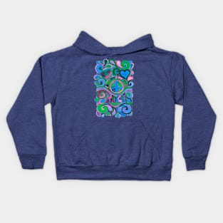 Blue Hippie Art Kids Hoodie